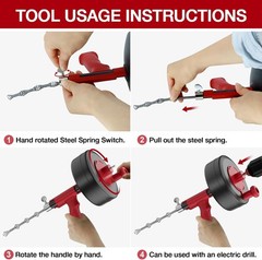 35ft Heavy Duty Drain Snake &ndash; Manual & Drill Adapter for Effortless Clog Removal