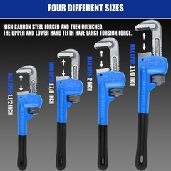 4pc Heavy Duty Pipe Wrench Set Monkey Heat Treated Adjustable 8&Prime; 10&Prime; 12&Prime; 14&Prime; NEW
