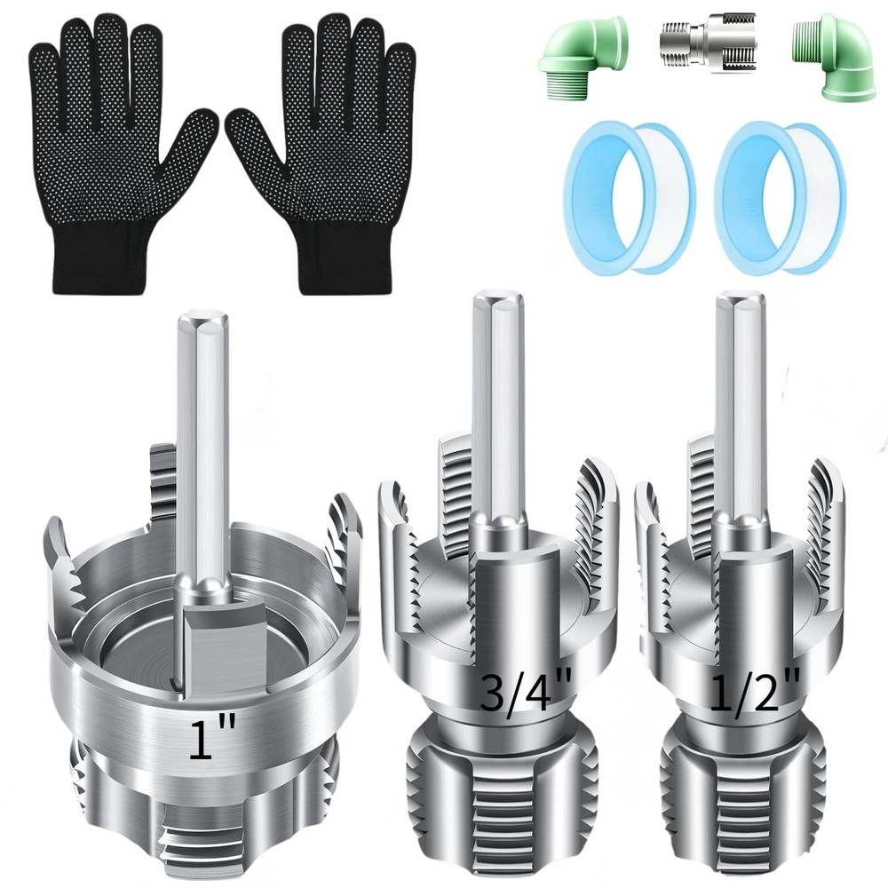 3Pcs Integrated Internal & External Pipe Threading Tool, &lrm;1/2&Prime;+ 3/4&Prime;+1&Prime;