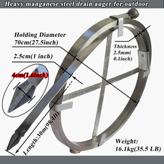 Heavy Duty Sewer Drain Snake for Outdoor,Flat,Manual,Length 30M/98.4Ft,Width 2.5