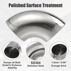 X AUTOHAUX 1pcs OD 4.5 Inch 90 Degree 1.5mm Thickness Mandrel Bend Elbow SS304