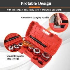 Ratchet Pipe Threader Kit Ratcheting Pipe Threading Hand Tool 5 Dies