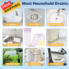 Drainsoon 35-Inch Metal Drain Snake Hair Clog Remover, Reusable Sink Purple