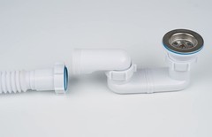 Bath Shower Drain Low Profile p Trap 1 1/2&Prime; Flat 1.5 inches, White