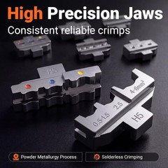 Crimping Tool Kit with 6 Interchangeable Jaws, Adjustable Ratchet Crimper with P