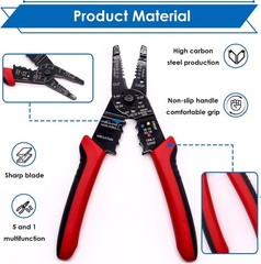 Red Wire Crimping tool Wire crimper,stripper and cutter for insulated/Bare/Heat
