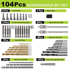 Drill Bit Set, 104 Pcs Screwdriver Bits for Cordless Drill, Screwdriver Drill&hellip;