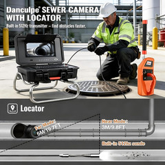 HD Sewer Camera with 512Hz Locator, 165FT, 10&Prime; Display, 12 LEDs, IP68