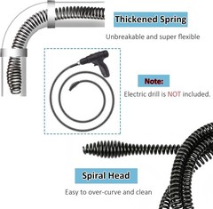 Drain Auger Snake Cable with Drill Adapter 6.5 Ft Heavy Duty