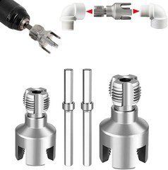 PVC Pipe Threader Kit, 2 Piece Set, 1/2&Prime; 3/4&Prime; 1&Prime; NPT Sizes, Dual-Function Intern