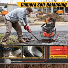 50m Pipe Inspection Camera 512hz Locator Self-leveling Sewer Camera 10&rdquo; Monitor