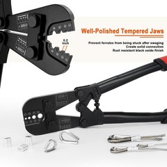 Crimping Tool Kit for Wire Rope, Swagging Copper and Aluminum Oval Sleeves, 3/64