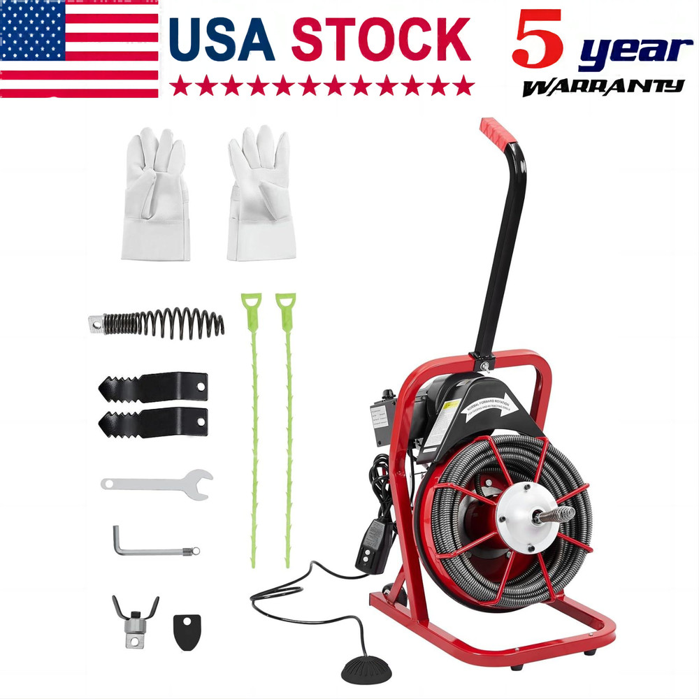 ✨75FT x 3/8 Inch Drain Cleaner Machine, Sewer Snake Auger for 1 to 4 Inch Pipes
