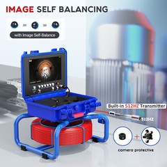 Pipe Inspection Camera 50M Sewer 512HZ 9&Prime; IP68 Camera Counter DVR Self-leveling