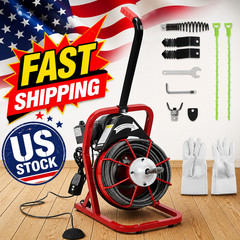 75Ft 1/2&Prime; Drain Cleaner Machine with Auto Feed & 4 Cutters, Heavy Duty Electric