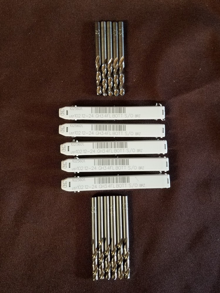 5 OSG 12-24 GH3, 4FL Bottom Taps,1025601,6 &ndash; #16,& 5 &ndash; #17 Drill bits,(16 PCS)