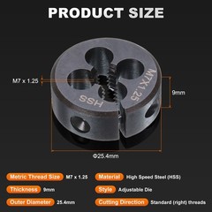 HSS M7 x 1.25 Metric Machine Thread Round Die Right Hand High Speed Steel