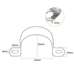 5pcs 2 1/2 Inch 63mm Conduit Clamp, M63 U Tube Pipe Clamp, Thick