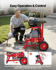 VEVOR Drain Cleaner Machine 75 FT x 3/8 Inch Manual Feed Sewer Auger 6 Cutters