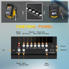 HD 1080P Sewer Pipe Inspection Camera with Keyboard Meter Counter 7&Prime; Monitor 50M