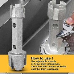 Drain Removal Wrench Dual End Heavy Duty Aluminum For Bath Shower Sink Tub
