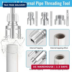 5 pcs Integrated Internal & External Pipe Threading Tool Kit with 1/2&Prime; 3/4&Prime; 1&Prime; D