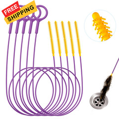 Drainsoon 35-Inch Metal Drain Snake Hair Clog Remover, Reusable Sink Purple