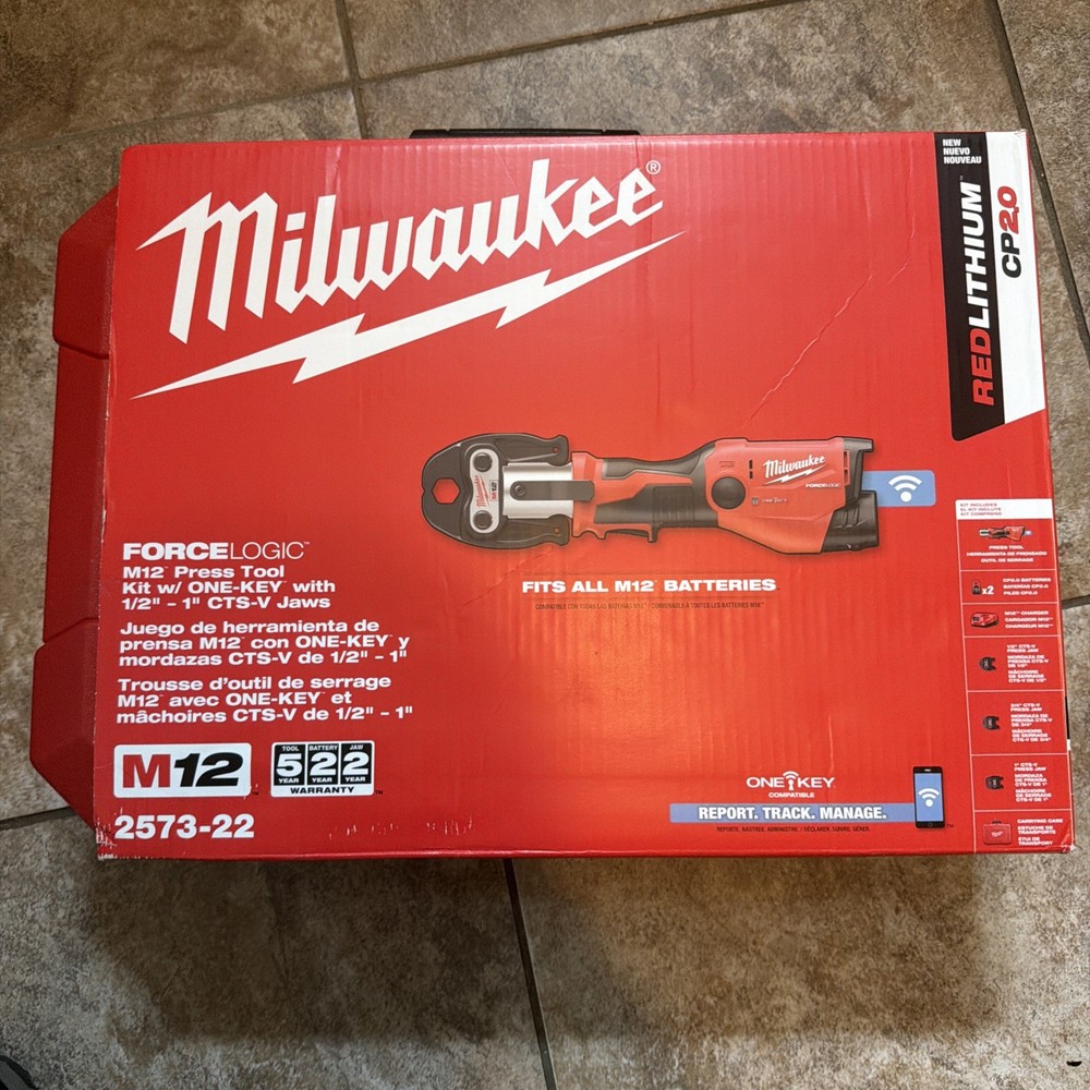 Milwaukee M12 FORCE LOGIC Press Tool Kit with Jaws &ndash; 2573-22 NEW SEALED