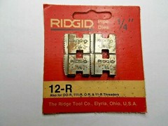 RIDGID 1/4&Prime; NPT 12-R PIPE THREADING DIES REVERSIBLE 111-R 11-R 00-R 37815 RED