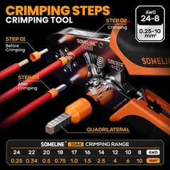 SOMELINE Ferrule Crimping Tool Kit,Self-Adjusting 9 tailles, Multicolored