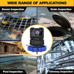 165FT Sewer Camera with Locator, 9&Prime; 1080P Screen & 32GB DVR for Inspections