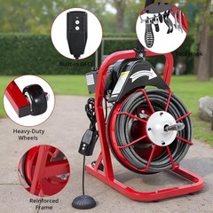 75Ft 1/2&Prime; Drain Cleaner Machine with Auto Feed & 4 Cutters, Heavy Duty Electric