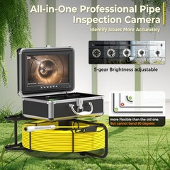 30M Sewer Pipe Inspection Camera w/ Meter Counter 7mm Cable Video Borescope 10&Prime;