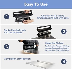 3 Station Edge Roller Bender 0-90 Adjustable Sheet Metal Roofing Tool Aluminum