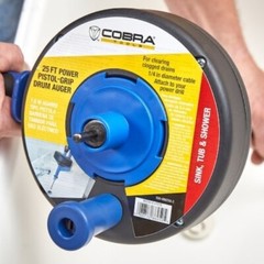 Cobra Products 86250 1/4 In X 25 Ft Pistol Grip Power Drum Drain Auger