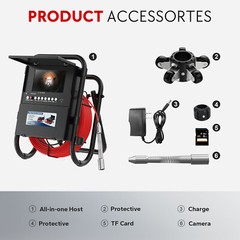 50M Sewer Drain Pipe Inspection Camera with 23mm Endoscope Probe 7&Prime; DVR Recorder