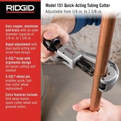 151 1/4&Prime; to 1-5/8&Prime; Quick Acting Tubing Cutter, Small