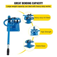 Manual Bench Bender 7 Dies 1&Prime;-3&Prime; Pipe Bender Telescoping Mountable Metal