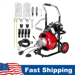 75Ft x 1/2 Inch Drain Cleaner Machine Electric Drain Auger Cleaner Sewer Snake