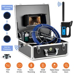 7&Prime; Self-Leveling Sewer Camera 100ft Pipe Inspection Camera w 512Hz Locator 32GB