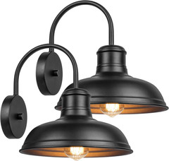 11&Prime; Outdoor Wall Lights, 2-Pack Black Wall Sconces Farmhouse Gooseneck Barn Ligh