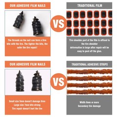 Tire Repair Glue, Sidewall Rubber Cement Kit, Two Sizes Nail, Suitable for Bike