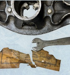 Antique MARK MFG CO. 36&rdquo; Pipe Threader + Original Box Wrench & Pipe Cutter No. 1