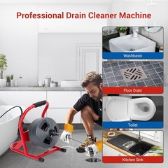 🔥50Ft x 5/16 Inch Drain Cleaner Machine, Electric Drain Auger Cleaner, Sewer Sn