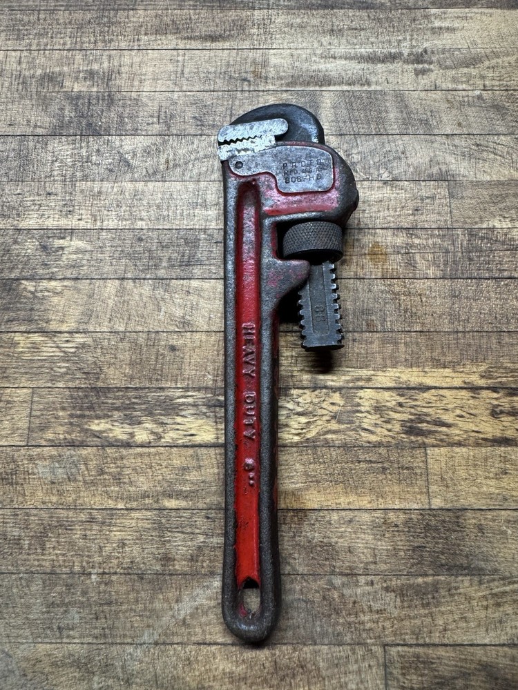 PROTO 808-HD Heavy Duty Steel Straight Pipe Wrench 8 in Capacity 8 in Length