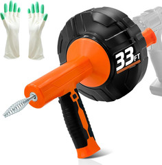 Auto Feed Drain Auger with Drill Adapter, 33 Feet Drain Snake Hair Clog Remover,