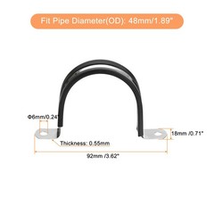 16Pcs 1-7/8&Prime; Cable Clamp U Shape Stainless Steel Rubber Cushioned Pipe Strap