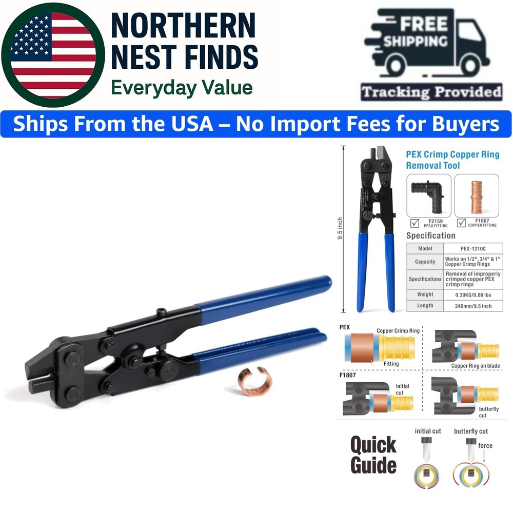 User-Friendly PEX Ring Removal Tool for Copper Crimp Rings &ndash; Size Adjustable
