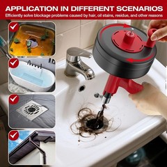 35ft Heavy Duty Drain Snake &ndash; Manual & Drill Adapter for Effortless Clog Removal