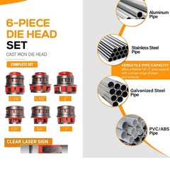 Tool 12-R 1/2&Prime; &ndash; 2&Prime; NPT Exposed Ratchet Pipe Threader Set fits RIDGID Dies 36475